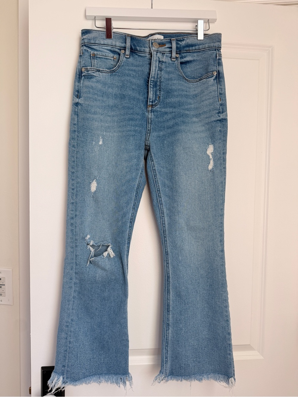 LOFT Light Blue Distressed Flare Jeans